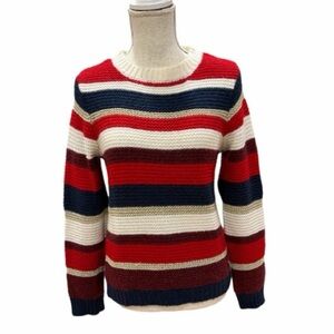 SUNCOO Paris Women's Bold Striped Sweater Red, Navy, Cream & Gold Size T1/S